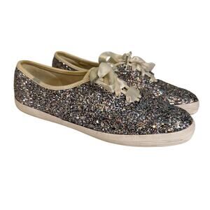Keds x Kate Spade New York Women's 7 Silver Glitter Champion Glitter Sneakers